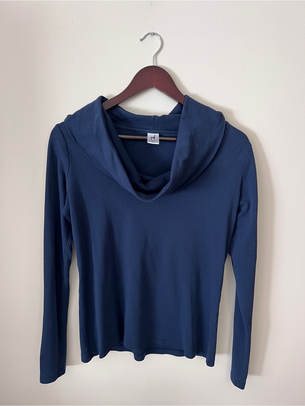 Peruvian Connection Dark Navy Cowl Neck Top